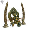 Photo of Lord Ganesh / Ganesha Statue with two set of Ivory shaped stands - facing Left Side