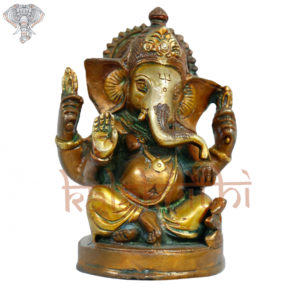 Photo of Lord Vinayagar Statue in Golden Brown colouring - Facing Front
