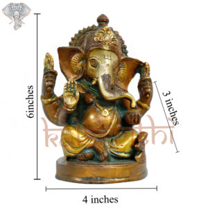 Photo of Lord Vinayagar Statue in Golden Brown colouring - with measurements