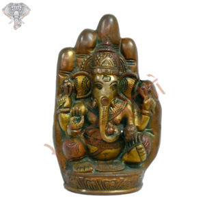 Photo of Lord Vinayaka carved inside Hand - Facing Front