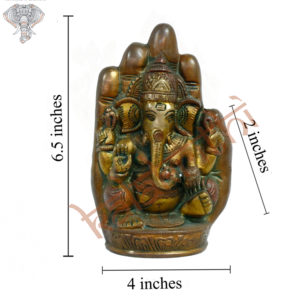 Photo of Lord Vinayaka carved inside Hand - with measurements
