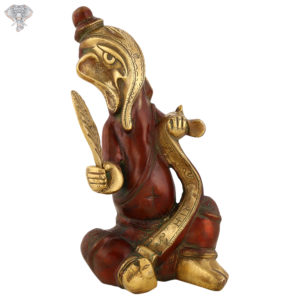 Photo of Very Unique Ganesh Statue with Pen in his hand writing Ramayan with beautiful Copper Finishing-11"-Facing Front