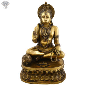 Photo of Sitting Lord Hanuman Statue with blessing hands-14"-Facing Front