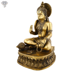 Photo of Sitting Lord Hanuman Statue with blessing hands-14"-Facing left side