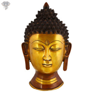 Photo of Beautiful Handcrafted Buddha Statue with Gold and Copper Finishing-15"-Facing Front