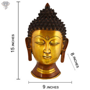 Photo of Beautiful Handcrafted Buddha Statue with Gold and Copper Finishing-15"-with measurements