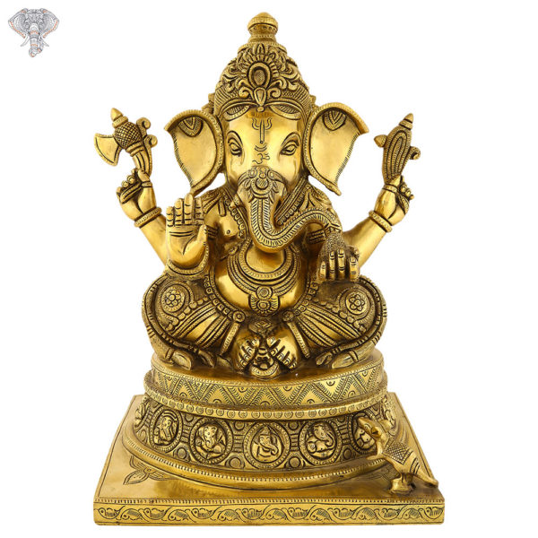 Photo of Unique Ganesha Statue with Artistic work on body-14"-Facing Front