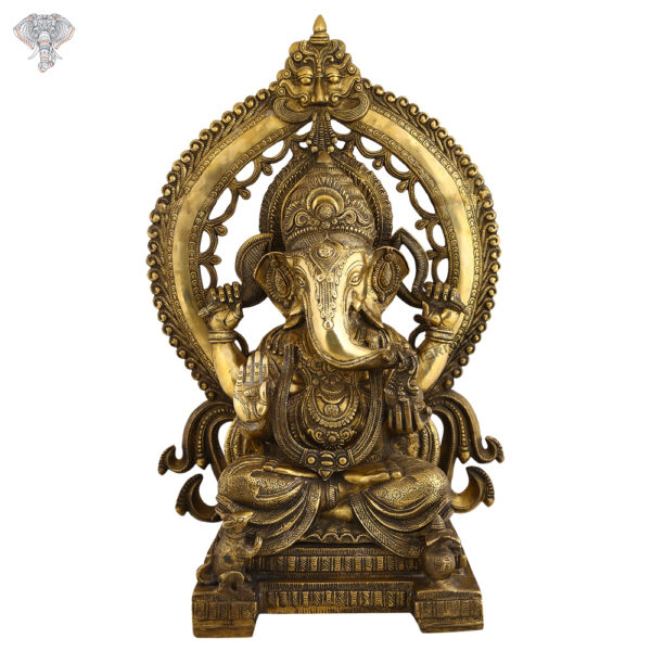 Photo of Serene Ganesha Statue with Arch at back-23"-Facing Front
