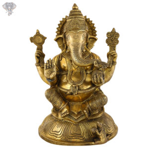 Photo of Beautiful Ganapati statue with blessing hands-14"-Facing Front