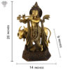 Photo of Lord Krishna Statue with Flute and Cow-20"-with Measurements
