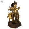Photo of Lord Krishna Statue with Flute and Cow-20"-Facing Right side