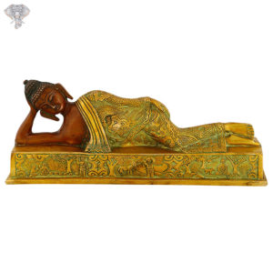 Photo of Beautiful Handcrafted Buddha Statue with Gold and Green Finishing-5"-Facing Front