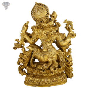 Photo of Very Rare, Very Artistic Goddess Saraswati Statue-16"-Back side