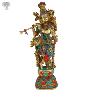 Photo of Lord Krishna Statue with Flute-31"-Facing Front