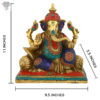 Photo of Lord Ganesh with Multicolour Turquoise work-11"-with Measurements