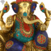 Photo of Lord Ganesh with Multicolour Turquoise work-11"-Zoomed in