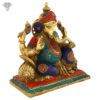 Photo of Lord Ganesh with Multicolour Turquoise work-11"-Facing left side
