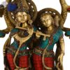 Photo of Lord Krishna and Radha Statue with Beautiful Multicolour Turquoise work-17"-Zoomed in
