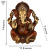 Photo of Artistic Ganesh Statue with Maroon Finishing-14"-with measurements