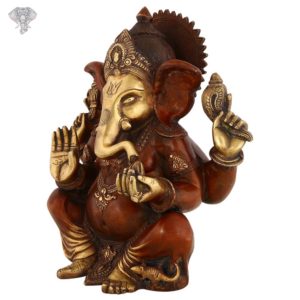 Photo of Artistic Ganesh Statue with Maroon Finishing-14"-facing Right side