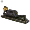Photo of Beautiful Handcrafted Sleeping Buddha Statue with Torquoise Work-12"-Facing left side