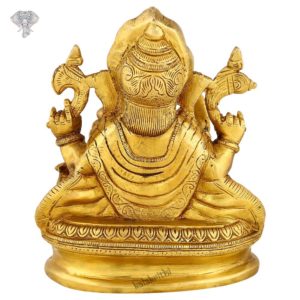 Photo of Serene Ganesha statue Sitting on Throne-8"-Back side