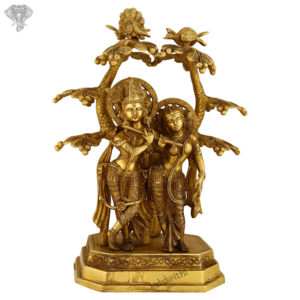 Photo of Radha Krishna Statue with flute, Standing under a Tree-17"-Facing Front