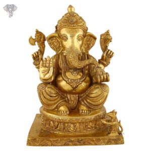 Photo of Unique Ganesha statue with blessing hand-15"-Facing Front