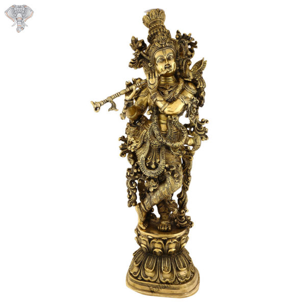 Photo of Shining Standing Krishna Statue with flute-17"-Facing Front