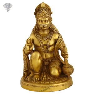 Photo of Hanuman Statue, Sitting with blessing hands-10"-Facing Front