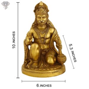 Photo of Hanuman Statue, Sitting with blessing hands-10"-with measurements