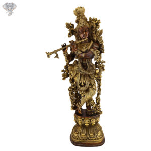 Photo of Standing Krishna Statue with flute with Shining Copper Finishing-17"Facing Front
