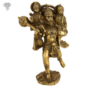 Photo of Unique Hanuman Statue carrying Ram and Lakshman on his shoulders-7"-Facing Front