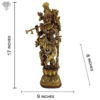 Photo of Standing Krishna Statue with flute with Shining Copper Finishing-17"with Measurements