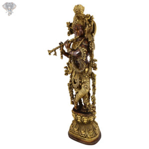 Photo of Standing Krishna Statue with flute with Shining Copper Finishing-17"Facing left side
