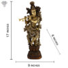Photo of Standing Krishna Statue with flute with 3-toned colouring-17"with Measurements