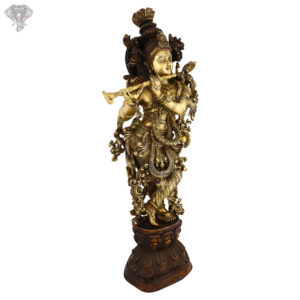 Photo of Standing Krishna Statue with flute with 3-toned colouring-17"Facing Right side