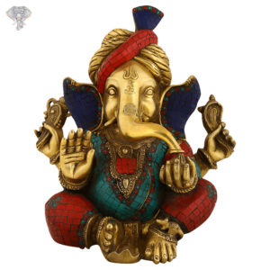 Photo of Serene Ganesha statue with Blessing Hands-15"-Facing Front