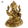 Photo of Lord Ganesh Seating on a Throne with Blessing Hands-13"-Facing left side