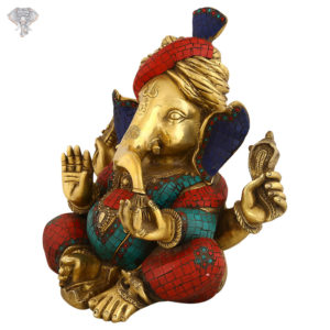 Photo-of-Serene-Ganesha-statue-with-Blessing-Hands-15"-Facing-Right-side