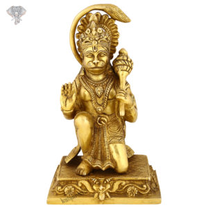 Photo of Hanuman Statue, Sitting with blessing hands-9"-Facing Front