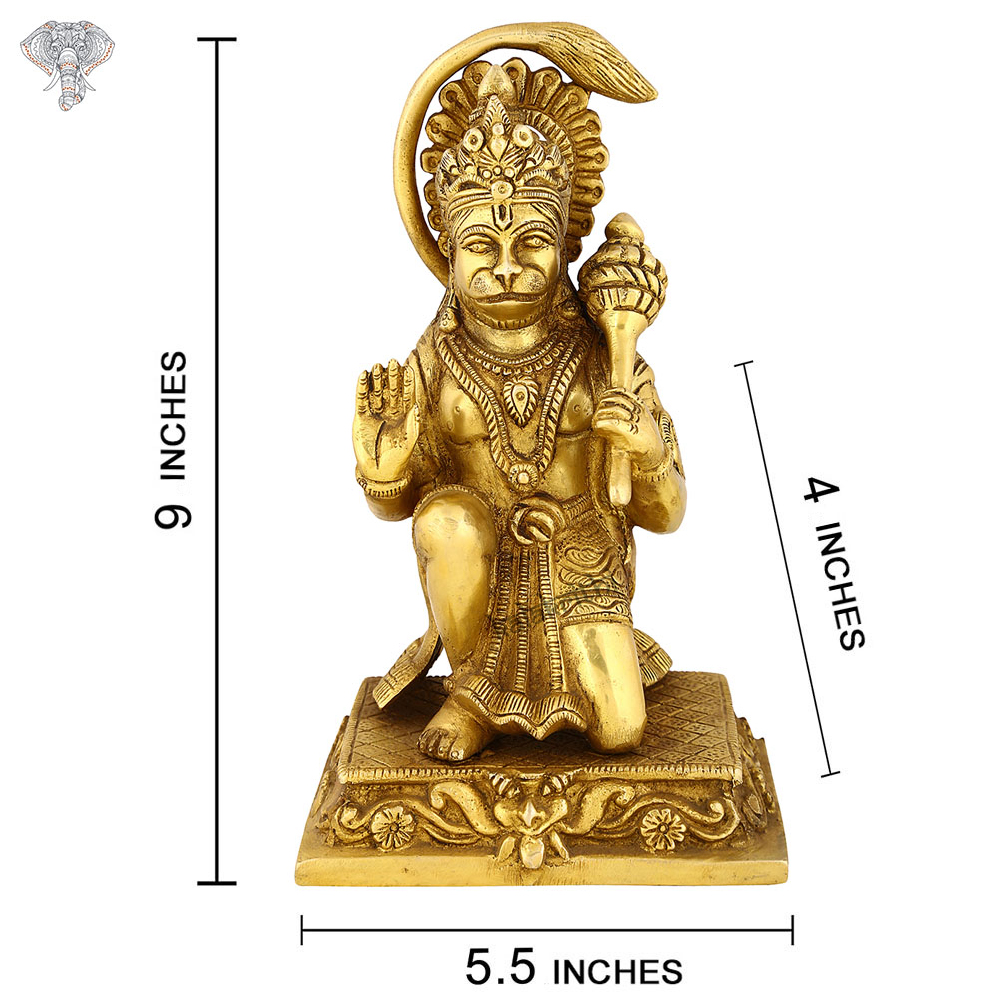 Hanuman Statue, Sitting with blessing hands – 9″ – Kalakrithi.com