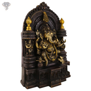 Photo of Lord Ganesh holding Axe and Snake in his hands - 19"-Facing Right side