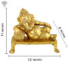Photo of Sleeping Ganapati on Sofa With Gold Finishing-11"-with Measurements
