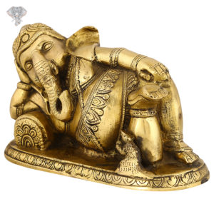 Photo of Unique Ganesha Statue resting on bed-5"-facing Right side