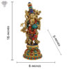 Photo of Standing Lord Krishna Statue with Beautiful Multicolour Turquoise work-16"-with Measurements