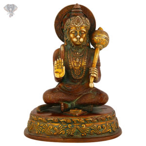 Photo of Hanuman Statue, Sitting with blessing hands-7"-Facing Front
