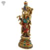 Photo of Standing Lord Krishna Statue with Beautiful Multicolour Turquoise work-16"-Facing left side