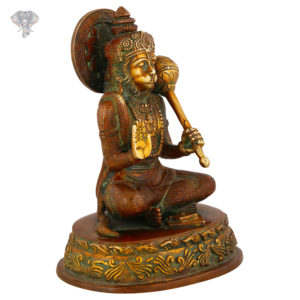 Photo of Hanuman Statue, Sitting with blessing hands-7"-facing Right side
