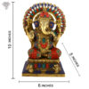 Photo of Very Special Lord Ganesh Statue with Multicolour Turquoise work-10"-with Measurements